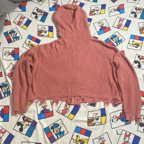 Hooked Up Oversized Cropped Knit Zipper Hoodie - Picture 5 of 11